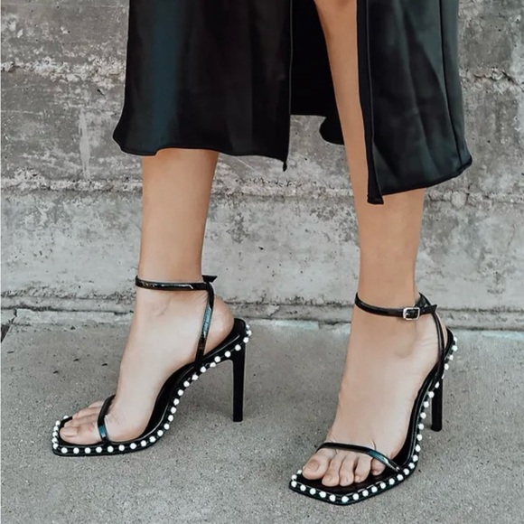 NWOT Women’s Steve Madden Zelle Black Rhinestone High Heel Sandals Size 7.5 - Picture 2 of 16